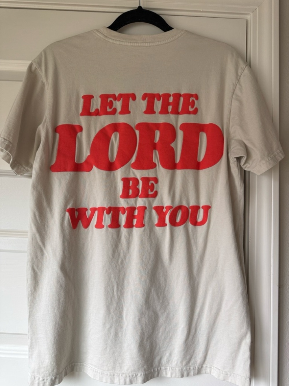 TALENTLESS Cream Short-Sleeve Tee with Red Chest Logo